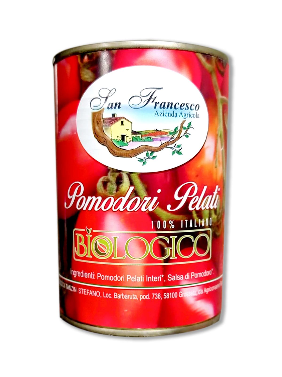 Pomodori pelati biologici in latta dell'Azienda Agricola San Francesco