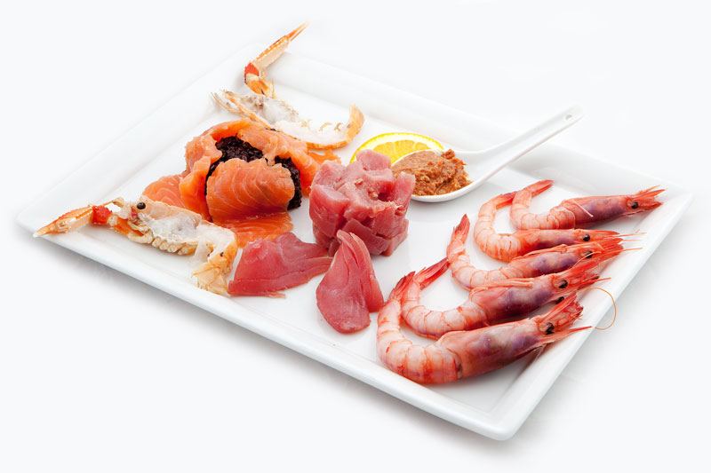 Plateau di crudo di pesce all'Osteria La Pescheria degli Artisti