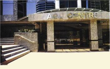 Rivestimenti esterni e lobby in granito Verde Marina AGL Center Sydney di M.G.S. International
