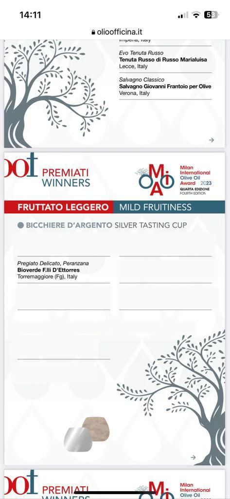 Premio MIOOA per l'olio F.lli D'Ettorres