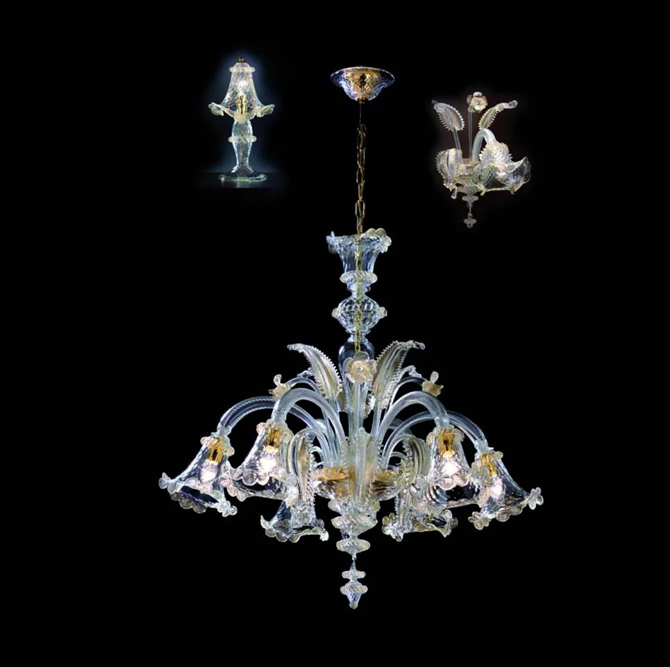 Lampadario in cristallo di Murano con decori in oro zecchino da Alvise Giustinian