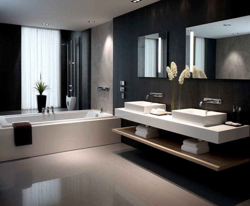 Arredo bagno dallo stile moderno esposto da IG.LU Ceramiche