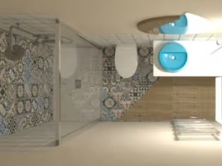 Rendering 3D per progettazione bagno realizzato da Dimensione Edilizia