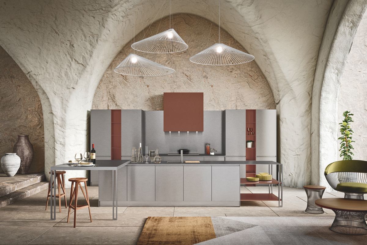 Ambiente cucina completo con elementi in acciaio inox Vittinox