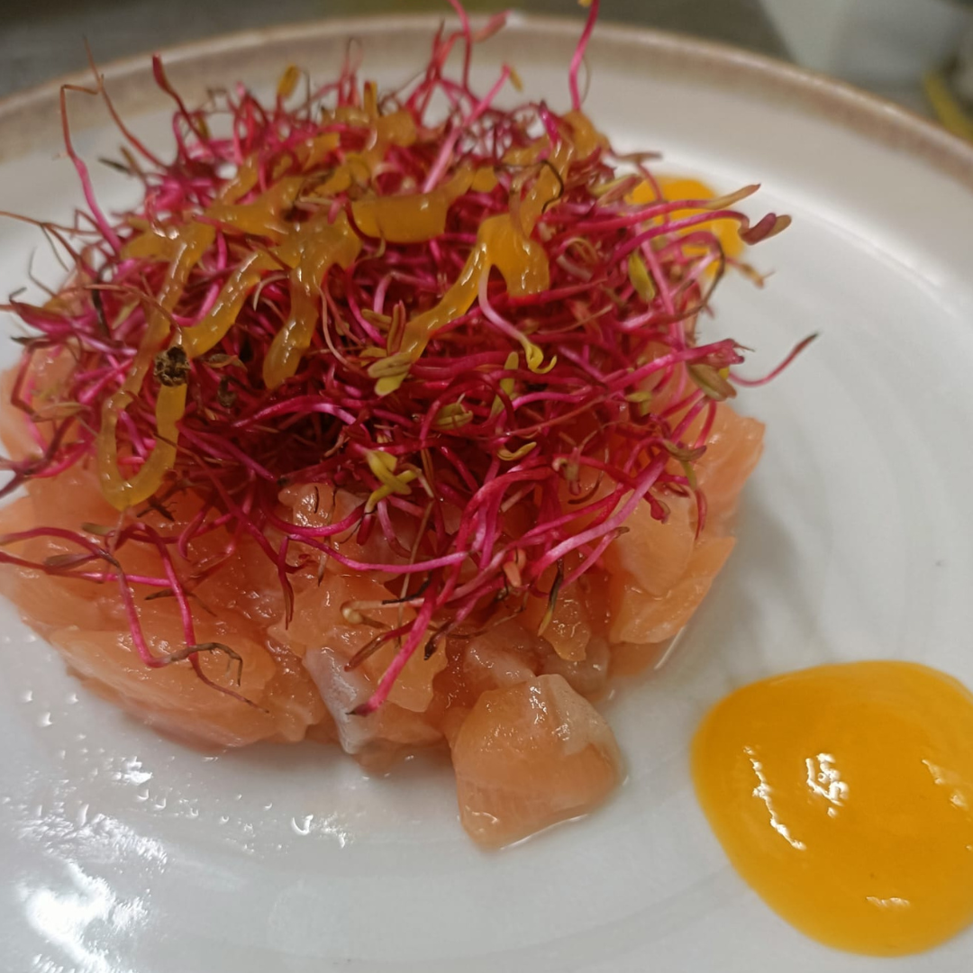 Tartare di salmone servita all'Osteria Din Don Dan