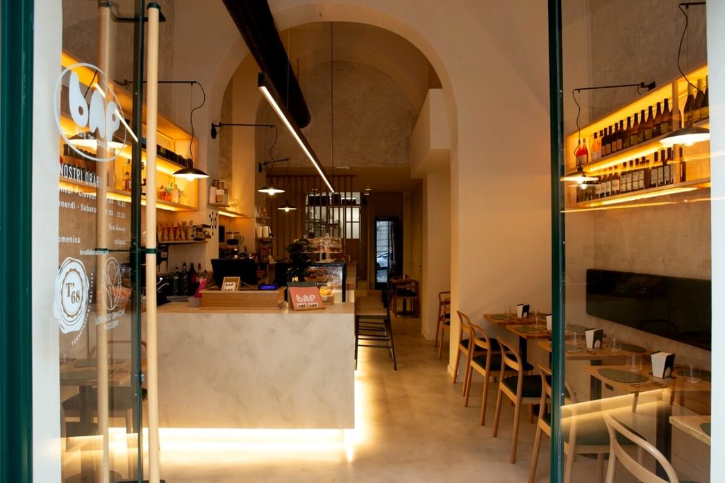 L'ingresso della caffetteria Bap a Roma