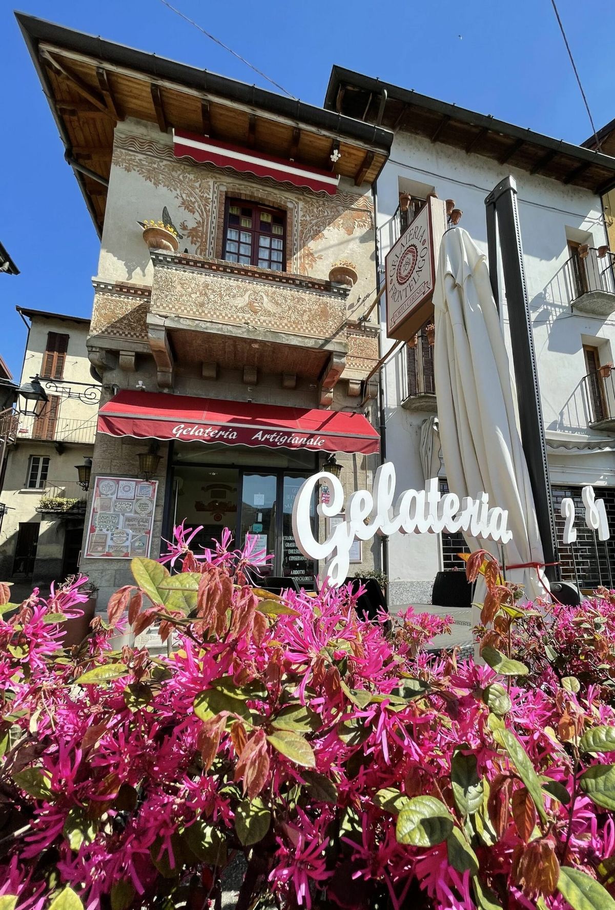 Banco gelati con varietà di gusti artigianali alla Gelateria 281 Frontelago