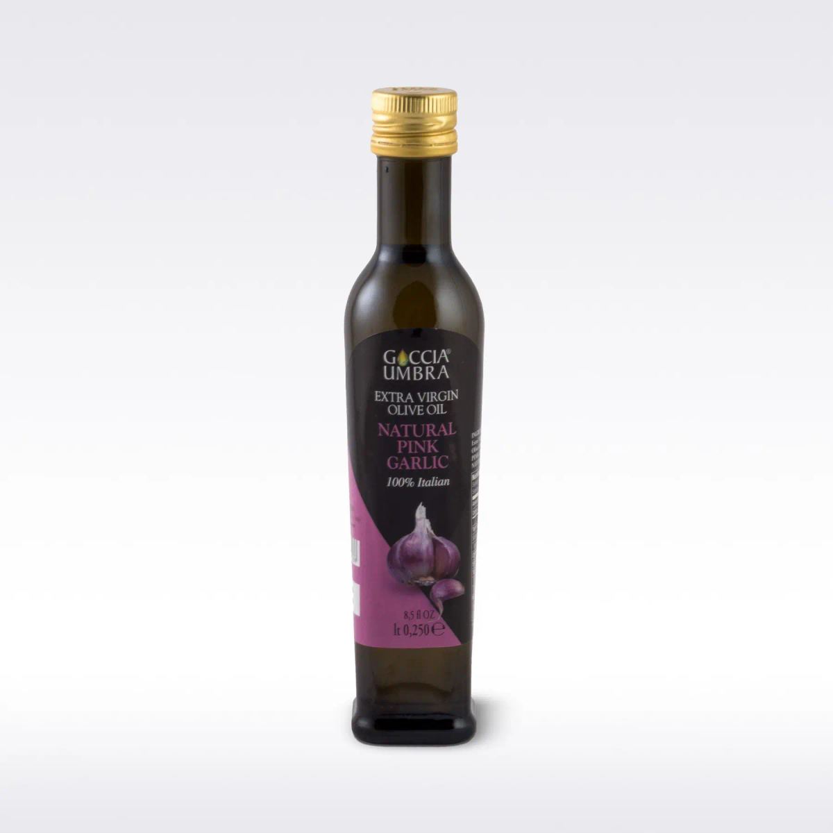 Olio extravergine aromatizzato all'aglio rosa di Goccia Umbra