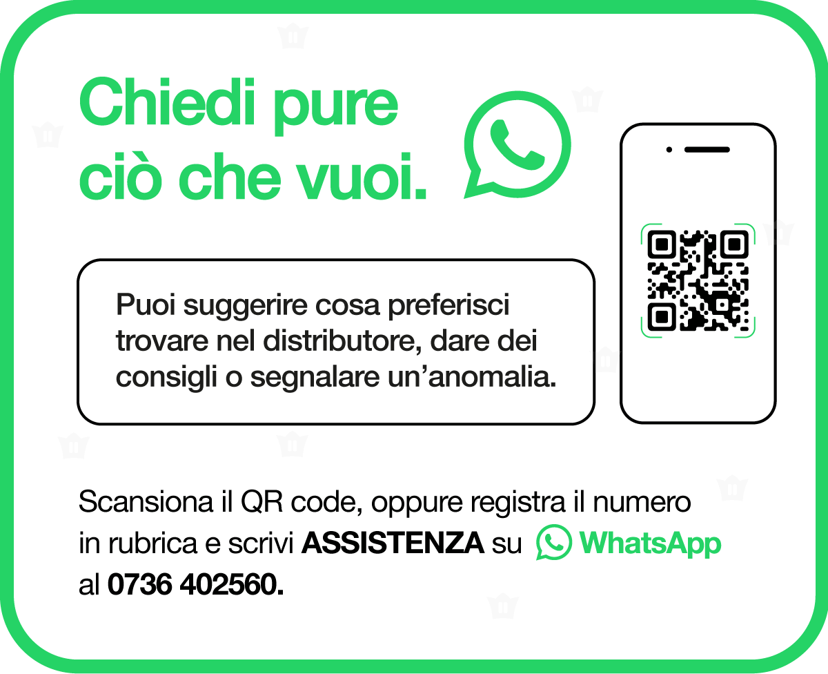 Adesivo WhatsApp per assistenza clienti su distributore automatico MF Vending