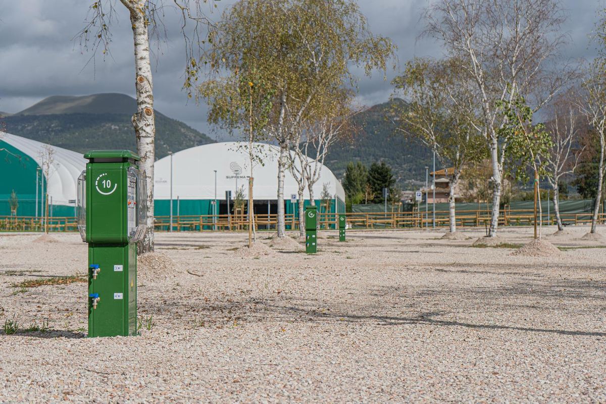 Piazzole dell'area camper attrezzata al Sport Village Gubbio